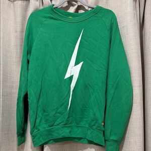 Aviator Nation Green Sweatshirt with White Lightning